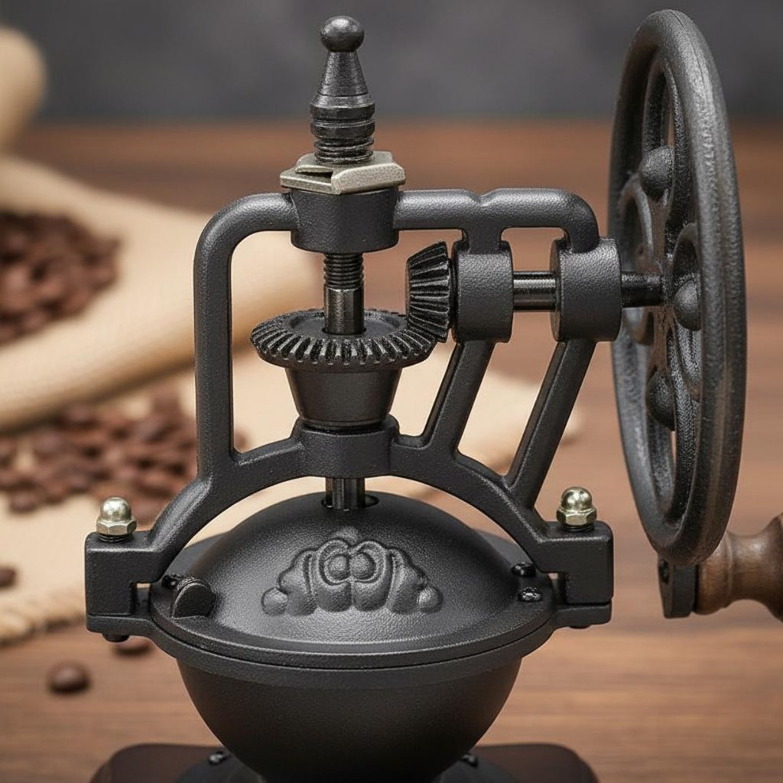 Kitchen Gadgets Vintage - Ручная кофемолка-колесо в винтажном стиле, чугунная